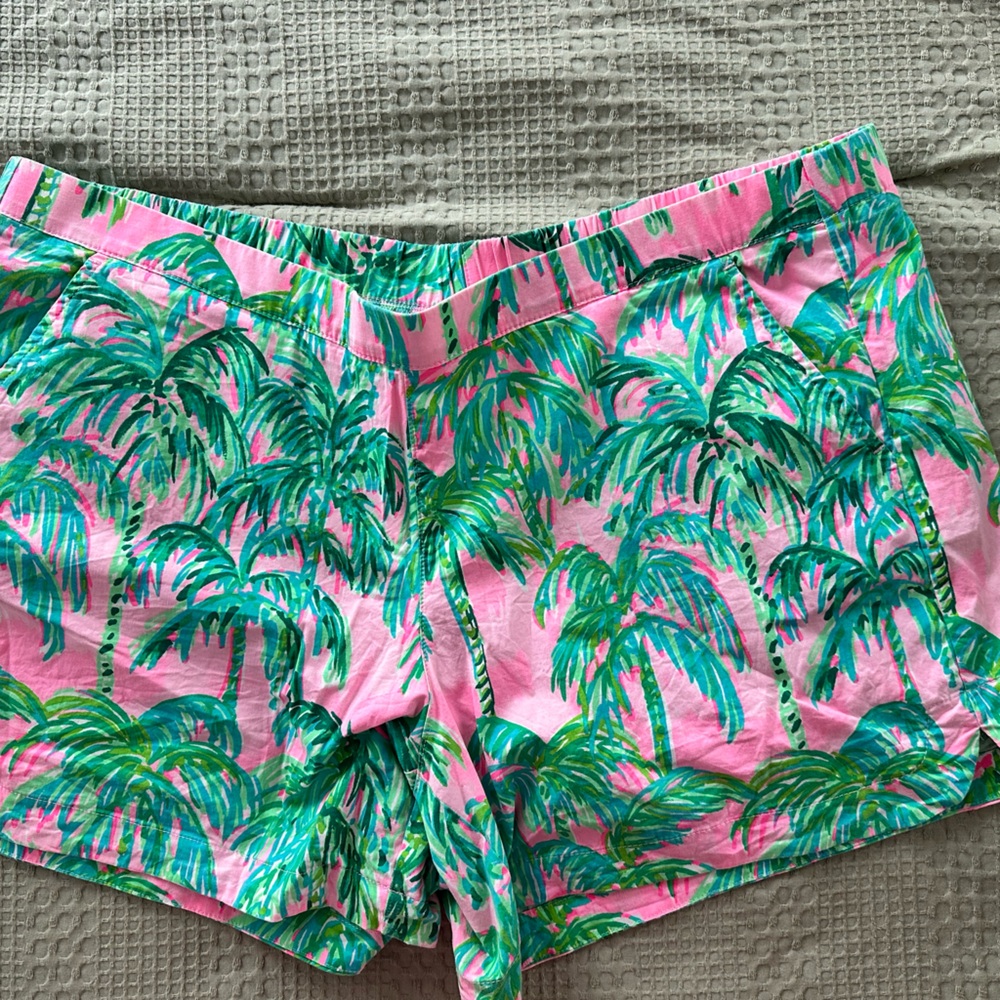 Lilly Pulitzer Pink and Green Palm Print Shorts
